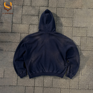 Custom Cotton Heavyweight Drop Shoulder Hoodie French Terry Oversized <b>Pullover</b> <b>Men</b> Streetwear Acid Wash Print Graphic Hoodies - Product Image 2