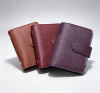 Binder Kulit PU A7 A8 Custom Logo, Binder 6 Ring, Notebook Loose Leaf, Dompet Perencana Keuangan dengan Kantong Kartu