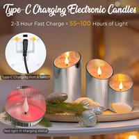Ensemble de bougies sans flamme Bougie rechargeable par USB Lampe télécommandée Bougies avec minuterie et gradateur Lampe de décoration de Noël
