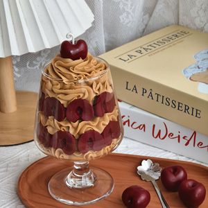 Simulated Cherry Parfait Glass Scented Candle Dessert <b>Cup</b> Soy Wax Candle Aesthetic Home Atmosphere Decor Gift - Product Image 2