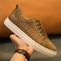 Nouveauté, baskets en cuir véritable de luxe, fabriquées à la main, tissées, chaussures décontractées pour hommes, livraison directe