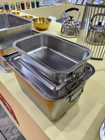 Plateau rectangulaire profond en acier inoxydable de 7 cm avec poignée pour buffet commercial