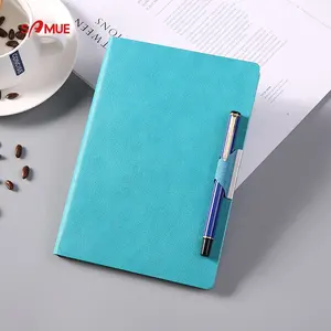Custom printing A5 PU leather planner diary notebook with colored index tab divider and bookmark