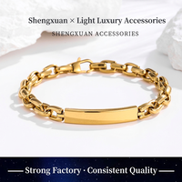 Bracelet barre incurvée en acier inoxydable 316, chaîne cubaine, bracelet tendance pour homme, accessoire hip hop pour homme