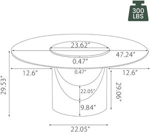 Hiện đại Vòng 6 chỗ ngồi bàn ăn lười biếng <span class=keywords><strong>Susan</strong></span> 47 "Matte trắng đá cẩm thạch hàng đầu cho phòng ăn nhà bếp phòng khách - Product Image 2
