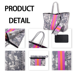 Borsa <span class=keywords><strong>da</strong></span> Spiaggia in Neoprene con Motivo Geometrico, Grande Capacità, Borsa <span class=keywords><strong>da</strong></span> <span class=keywords><strong>Viaggio</strong></span> Estiva con Piccola Pochette, Set Borsa <span class=keywords><strong>da</strong></span> Spiaggia per Donna - Product Image 5