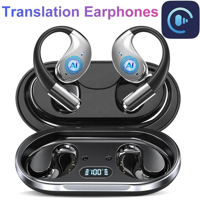 YYK Q39 AI Language Smart Translation Earbuds Wireless Translator HD Sound LED Display Business Travel Sports TWS Earphones