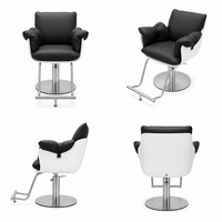 Fauteuil de Barbier Moderne en Fibre de Verre avec Siège Pivotant en Acier Inoxydable et Revêtement en Cuir PU pour Salon de Coiffure - Vente en Gros à l'Export