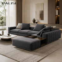Italienisches Ecksofa-Set aus Stoff, L-Form, Minimalistisches Sofa-Möbelset, Hochwertiges Stoff-Villa-Ecksofa-Set aus Leder, Luxuriös