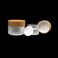 Runde Glas-Kosmetikdose Gesichtscreme-Behälter 15g 30g 50g 100g 150g 200g Matt Klares Glas-Kosmetikgefäß mit Bambusdeckeln