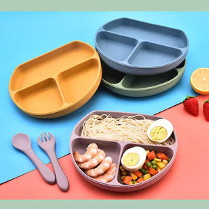 Assiette <span class=keywords><strong>à</strong></span> ventouse <span class=keywords><strong>en</strong></span> <span class=keywords><strong>silicone</strong></span> de qualité alimentaire pour bébé, assiette de repas anti-chute et antidérapante, style macaron minimaliste, ensemble de vaisselle pour enfants - Product Image 2