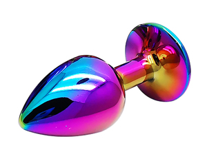 カラフルなラインストーンの装飾が施されたクリスタルレインボーメタルプリンセスアナルプラグ - Product Image 6