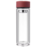 Bouteille d'eau en verre portable avec infuseur à fruits personnalisé, marque privée, avec filtre à thé, double paroi, verre borosilicate de haute qualité, bouteille à thé