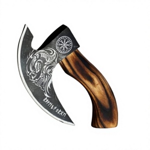 Coupe-pizza hache viking artisanal avec manche en bois d'olivier et lame en acier inoxydable – Cadeau idéal pour les fêtes, les remises de diplômes et la Saint-Valentin - Product Image 1