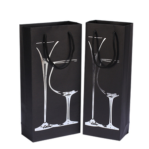 Cá nhân nghệ thuật màu đen giấy tái chế Túi Quà Tặng vải bao bì chai rượu vang hộp vận chuyển in logo mô hình chai - Product Image 1