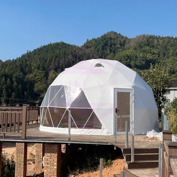 Luxe Diameter 6M 8M Jong Design Resort Sightseeing Recreatie Prefab Dome Hotel Glamping Camping Outdoor Reizen Dome Tent