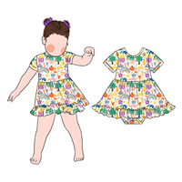 Robe-bébé à manches courtes imprimées et bords volantés, très tendance, pour un usage quotidien décontracté