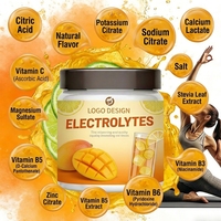 Poudre d'électrolytes de mangue en marque blanche, supplément d'hydratation sans sucre, fournisseur OEM, potassium, magnésium, sodium, zéro calorie