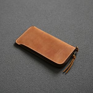 Cartera Ultrafina de Cuero Genuino para Hombre con Cierre, Diseño Retro Simple de Cuero Crazy Horse, Portátil y Juvenil - Product Image 3