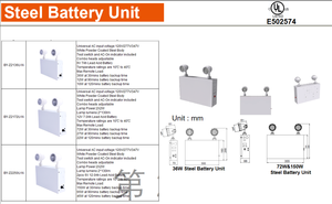 ไฟฉุกเฉิน LED หน่วยแบตเตอรี่เหล็กที่ได้รับการจดทะเบียน UL - Product Image 2