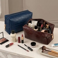Nouvelle trousse de toilette en PU, imprimé crocodile, fermeture éclair, imperméable, haut de gamme, multifonctionnelle, ultra-légère, pour le rangement du maquillage en voyage