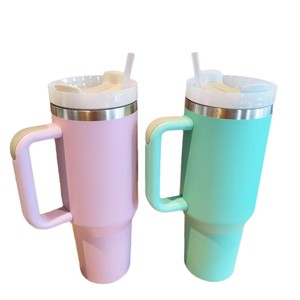 Stainless Steel <b>Insulated</b> <b>Mug</b> 40oz With Straw Travel Cup For Outdoor Use Hand Grip Design Black Blue Colors Available - Product Image 5