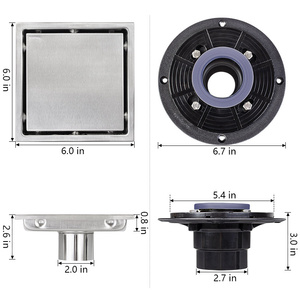 Drain de plancher de douche carré en acier inoxydable DB moderne de 6 pouces 304 crépine chromée pour hôtels - Product Image 4