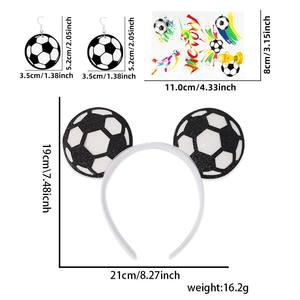 Kit de Fans Thème Anime USA-Canada-Mexique 2026 Écologique : Bandeaux, Boucles d'Oreilles, Autocollants Tatouages – Ensemble 3 Pièces pour Football et Cheerleading - Product Image 6