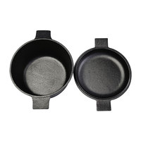 Ensemble de casseroles en fonte 2 en 1, poêle à frire pré-assaisonnée, casserole profonde, poignées doubles, compatible gaz et induction, cocotte