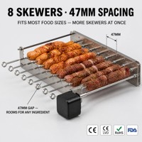 Rôtissoire Électrique à Kebab avec 7 Brochettes, Moteur Rotatif Automatique pour Barbecue, Grill à Charbon d'Extérieur