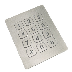 Bàn phím kim loại bằng thép không gỉ <span class=keywords><strong>12</strong></span> phím với đèn nền màu xanh cho máy bán hàng tự động - Product Image 2