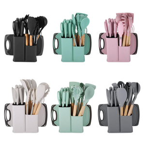 43 Pieces Custom Kitchen <b>Tools</b> Stainless Steel Handle <b>Silicone</b> Kitchen Utensils Set Cooking Utensils Sets With Holder - Product Image 4