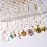 Collier de haute qualité en acier inoxydable avec pendentif en coquille de perle, mode européenne et américaine, bijoux haut de gamme pour femmes