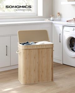 Detachable Custom Collapsible Canvas Dirty Clothes <b>Storage</b> Bamboo <b>Laundry</b> Hamper Basket With Lid - Product Image 2