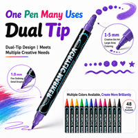 Marqueur acrylique double pointe à séchage rapide, 12 couleurs, pointe fine, non effaçable, permanent, pour étudiants en art scolaire – Approvisionnement direct usine