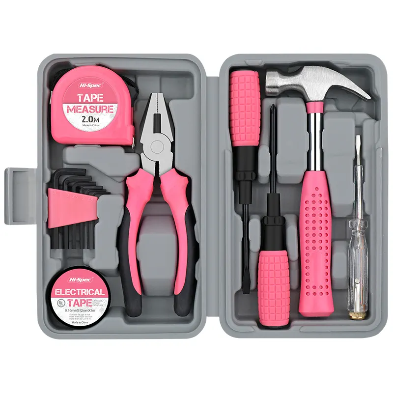 13Pc Roze Dames Kleine Compacte Handgereedschapset Voor Thuis En Op Kantoor Diy. Huishoudelijke Reparaties In Een Draagbare Gereedschapskist