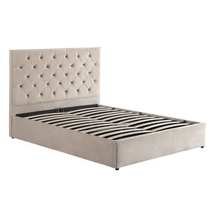 Tête de lit moderne en cuir PU noir, plate-forme à lamelles en bois, élévateur à gaz, cadre de lit avec rangement - Product Image 5