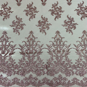 Honglong glitzernde rosa Kristall Pailletten wunderschöne weiße Hochzeits kleid Perlen Mesh Gaze Ballkleid Spitze Stoff - Product Image 3