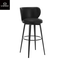 Tabouret de bar moderne en similicuir PU avec pieds en métal chromé, chaise de comptoir avec repose-pieds pour cuisine, bar, hôtel, projet