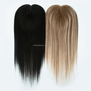 Topper de Cabello Humano Europeo Virgen Natural 5x5 con Malla Mono y Base de Seda con Clip, en Stock, ¡Venta Caliente! - Product Image 3