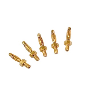 Connecteur à tête de lanterne à broche filetée M2.5 en cuivre plaqué or avec broche à ressort - Product Image 1