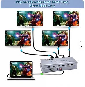 4K 60Hz <strong>HDMI</strong> Splitter Power Adapter 1 in <strong>4</strong> Out with Full 1 in <strong>4</strong> <strong>Output</strong> Cable 3D 1080p <strong>4</strong> Ports 1X4 V2.0 4K <strong>hdmi</strong> Splitter - Product Image 5