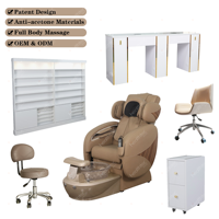 Chaise de pédicure relaxante de style trône à dossier haut, résistante à l'acétone, pour équipement de bar à ongles