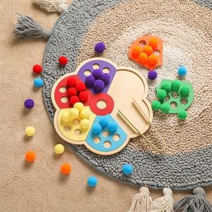 Trẻ em học sớm màu phân loại trò chơi đào tạo thực hành màu sắc phù hợp với đồ chơi bằng gỗ cầu vồng đồ chơi - Product Image 1