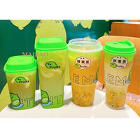 Nouveau design 450ml 500ml 650ml bouteille d'eau potable en plastique emballage lait thé glace café bouteilles de jus en plastique PP jetables