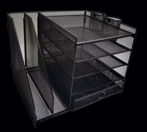 Desk Organizer with File Holder <b>4</b> Tier Letter Paper Tray with 2 <b>Pen</b> Holders Desk Organizers Mesh Desktop File Organizer - Product Image 4