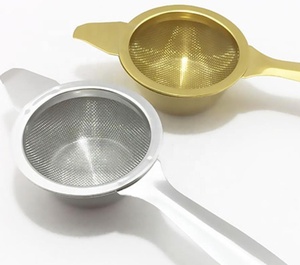 Colino per setaccio da tè a <span class=keywords><strong>rete</strong></span> Fine in acciaio inossidabile dorato <span class=keywords><strong>con</strong></span> manico lungo a goccia - Product Image 4