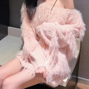 เสื้อผู้หญิงหรูหราพร้อมพู่แขนโคมไฟคอกลมถักดีไซน์สวยสีพื้น - Product Image 6