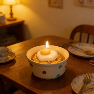 Candele a Tema Noodle e Uova Fritte per Feste a Tema Amanti degli Snack Asiatici, Forniture all'Ingrosso per Compleanni e Oggetti di Scena Fotografici - Product Image 2