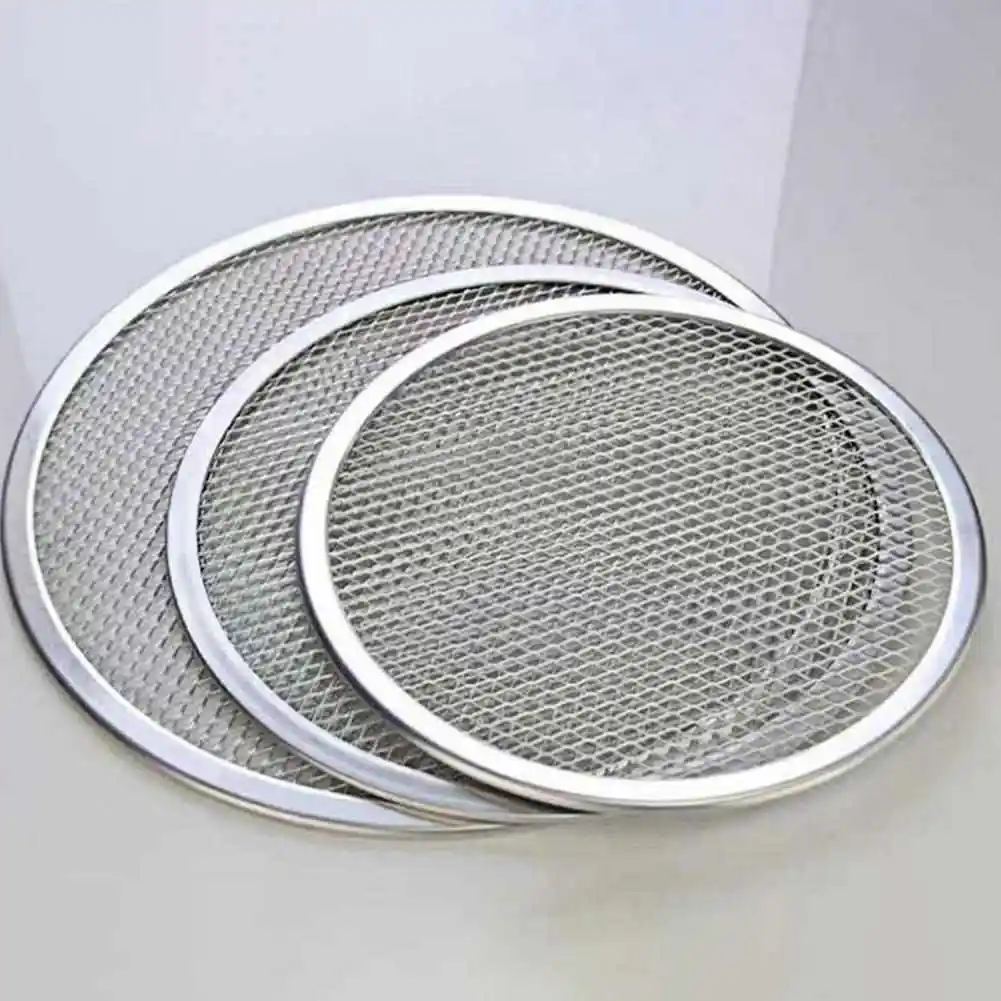Pan Round Deep Dish Pizza Pan Tray Mould For Home Pizza Baking Tray Multipurpose Food Grade Aluminum Alloy Round Baking Mesh